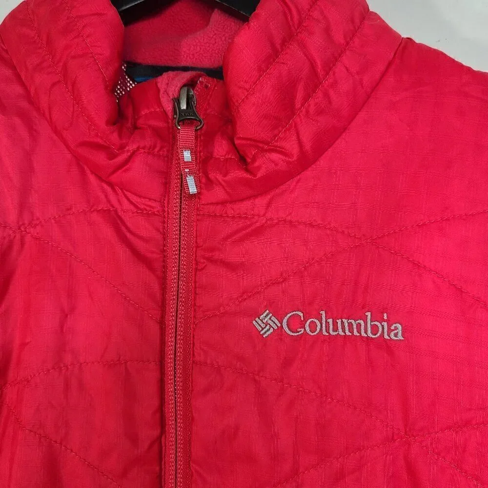Columbia Girls Omni Heat Red Pink Coat Lightweight Puffer Jacket